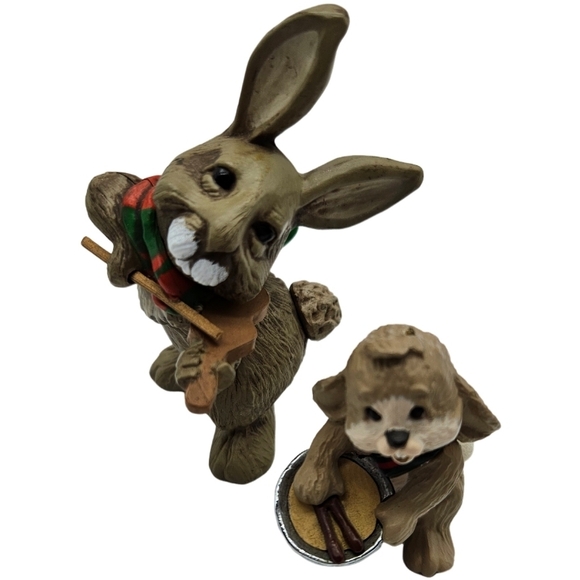 Brown Resin Musician Rabbit Duo - Picture 2 of 7